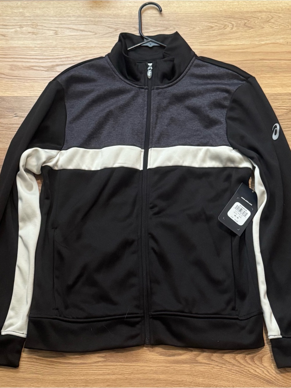 Asics Black and Cream Men's Track Jacket